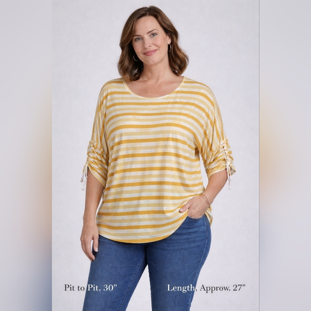 Marc New York Andrew Marc Mustard Stripe Top – Size XL – NWT